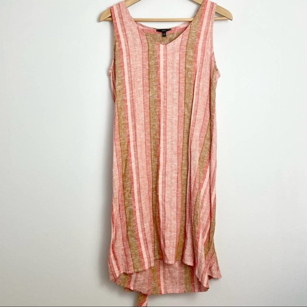NWT Drew Dress Red Nat Dobby Stripe Linen Blend Size Small